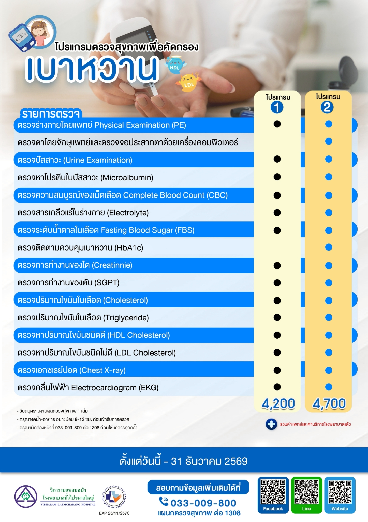 โปรแกรมตรวจสุขภาพเพื่อคัดกรองเบาหวาน